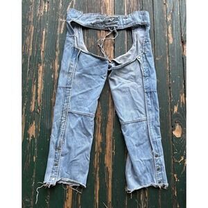 Top Gear Denim Motorcycle Chaps Mens XXL Light Wash Lace Up Western Moto Blue